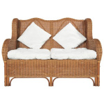 vidaXL Kahekohaline diivan, helepruun, naturaalne rotang ja linane