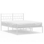 vidaXL metallist voodiraam peatsiga, valge, 150x200 cm