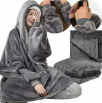 Naiste pleed, kapuutsiga sviiter 2in1, hall