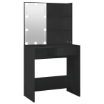 vidaXL tualettlaud LEDiga, must, 74,5 x 40 x 141 cm