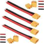 2 paari XT60 mees- ja naisliitmikke koos 100mm 12AWG silikoonkaabliga, ideaalne RC Lipo akudele ja FPV droonidele - XT-60 k&otilde;rge juhtivuse pistik&uuml;hendused