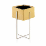 Lillepott alusega Mizu Gold White, 12x12x20,4 cm