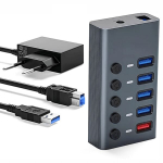 Reagle USB 3.1 PRO aktiivne 4-portiline USB-A adapter 36W
