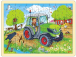 Puzzle - GOKI - Traktoripuzzle - 96 t&uuml;kki - Puit - Teema talu