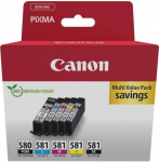 Tinta kartuut - CANON - PGI-580/CLI-581 PGBK/C/M/Y/BK (2078C007) - Pigmenteeritud must, must, ts&uuml;aan, magenta, kollane - 5-pack