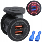 Laadimispesa ME Premium, 5V, Qc Įkrovimo Lizdas 2x Usb 3.0a Quick Charge Red, Universalus, Juodas, ME Premium