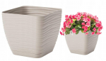 Plastikust lillepott alusega helehall 10.7x10cm kandiline