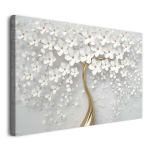 Seinapilt valge lilled 80x120 cm