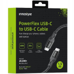 INNOSTYLE USB-C kiirlaadimiskaabel iPhone'ile, Samsungile, 3A, 60W, Kevlar, 2M