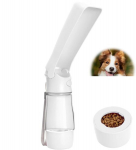 Kaasaskantav koera pudel koos toidupakendiga, valge