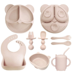 Silikoonist toitmiskomplekt lastele, 8 osa, sage