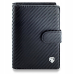 Meeste nahast rahakott Stevens Carbon, must