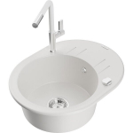 Graniidist valamu Mexen Kevin kuivatusresti ​​ja k&ouml;&ouml;gisegistiga Flora 6517-20-670401-02, valge