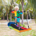 Costway Nest Swing laste puukiik 100&ndash;160 cm reguleeritava k&ouml;iega, v&auml;rviline 123 x 45 cm