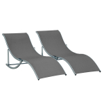 Outsunny 2 p&auml;ikesevoodi komplekt aialauas lamamistoolid kangast lamamistool l&otilde;&otilde;gastuda lamamistool ergonoomiline alumiiniumist Texteline tumehall 165 x 61 x 63 cm