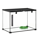 Terrarium roomajatele, klaasist s&ouml;&ouml;tmiskast kahepaiksetele, &auml;mblikulaadsetele, termomeetriga roomajate aretusboks teod, kahepaiksed, putukad, kilpkonnad, must 50 x 30 x 35 cm