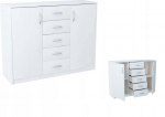 Sahtlituba kapp WHITE 110cm sahtlid raamatukapp