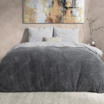 Voodipesukomplekt, flanell, tumehall/hall, "Quinn"