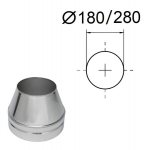 Koonus - korstna &uuml;lemine osa. D-180/280 mm.