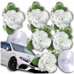 Komplektis 6 valget roosi, kunstlikud pulmaauto kaunistused