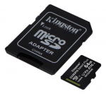 Telefoni m&auml;lukaart Kingston microSDHC 64GB (+ SD adapter)
