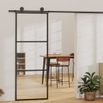 vidaXL liuguks, ESG-klaas ja alumiinium, 76x205 cm, must