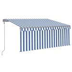 vidaXL automaatne varikatus, tuuleandur LED, 3,5x2,5 m, sinine, valge