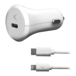 USB LAADIMISSEADE AUTO KSIX MFI 18W VALGE