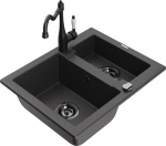 Graniidist k&ouml;&ouml;givalamu Mexen Carlos koos segisti ja valamuga, Black granite+Black