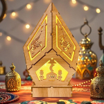 Dekoratiivne LED puidust lamp ramadaaniks ja Eid Mubarak 22 x 14 cm