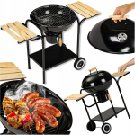 &Uuml;mmargune s&uuml;si aia grill kaanega, kaasaskantav, tuhapann, rattad, riiulid