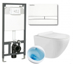 4-in-1 KOMPLEKT: Raam K 50 SLIM + WC-pott Premium Zoldo, loputus Typhoon Tornado + istumik SLIM Soft Close duroplastist + loputusnupp Kerra, valge