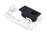 S&uuml;vistatav elektriline pistikupesa 1x230V + 2xUSB topelt - must