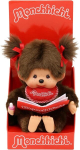 Sekiguchi 221561 originaal Monchhichi t&uuml;druku pehme m&auml;nguasi fotoalbumi ja lipsudega, u 20 cm pehme m&auml;nguasi, mis on valmistatud pruunist pl&uuml;&uuml;sist