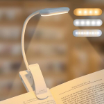 Valge lugemislamp raamatuklambriga, usb laetav raamatulamp 9 led-iga, 3 v&auml;rvitemperatuuri režiimi (soe/k&uuml;lm/naturaalne), pidev heleduse reguleerimine, 1.8 w, &ouml;iseks lugemiseks voodis, arvutile