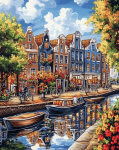 Teemantmosaiigi "ArtCity" raami peal. "&Otilde;itsev Amsterdam" 40x50 cm DP419