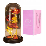 Kristall igavene roos klaasis kupli all led valgusega kingitus valentinip&auml;evaks