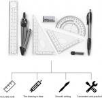 Glosoni p&otilde;hilised t&ouml;&ouml;riistad kooli geomeetria kompassikomplektid &otilde;ppematerjalid matemaatika mall joonlauakomplekt pliiats kustutuskumm teritaja kooli jaoks (8-osaline komplekt, must)