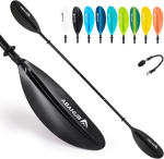 Abahub reguleeritav kajaki aer 220 cm kuni 240 cm alumiiniumist topeltaer aerutamispaelaga, alumiiniumisulamist vars, plastist labad, must/valge/sinine/roheline/oranž/kollane/t&uuml;rkiis