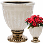 Artpol beež keraamiline lillepoti &uuml;mbris jalgadel, kreemikas-kuldne, 16,5 x 15 cm