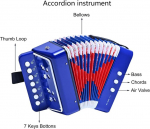 Lieke akordion 10 nupuga akordion muusikariist kingitus m&auml;nguasi algajatele (sinine)