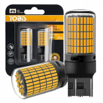 Led pirnid w21/5w t20 7443 canbus oranžid tugevad 150smd suunatuli
