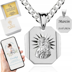 H&otilde;bekett pancerka ja medaljon Jumalaema 45cm + graveering