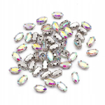 &Otilde;mble kristallid, klaas, messingist alus, hobuse silm, 8x4x3.5mm, 50tk