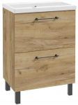 Vannitoakapp koos valamu ja 2 sahtliga 50x80cm Standing Oak Craft Cassandra