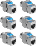 Kwmobile 6 x keystone moodul cat 8 kaablile - 40 gbit/s varjestatud metallkorpus snap lock lukustusega - t&ouml;&ouml;riistavaba &uuml;hendus modulaarse patch paneeliga