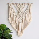 Anazoz Makramee seinakaunistus, boho seinakaunistus, makramee vanik, puuvillane punutis tuttidega kodukaunistuseks, koju, peokaunistused - boho seinakaunistus, 70 cm, beež