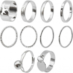 Opuhohr 10-osaline h&otilde;bedane trendikas s&otilde;rmuste komplekt, avatud reguleeritavad s&otilde;rmused naistele t&uuml;drukutele, midi-s&otilde;rmuse keerduv eternity-paelad, v&auml;&auml;rismetallideta, ilma v&auml;&auml;riskivideta