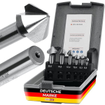 Woltersberger&reg; 6-osaline Tin-kattega s&uuml;vistuspuuride komplekt 90&deg; l&auml;bim&otilde;&otilde;t 6,3&ndash;20,5 mm &ndash; terav, t&auml;pne s&uuml;vistamine ja kraatide eemaldamine puidule, metallile, plastikule &ndash; s&uuml;vistuspuur praktilises hoiukarbis