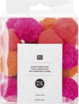 Rico Design 3180778 Textile Pom Poms, Neoon Mix, 24 tk.